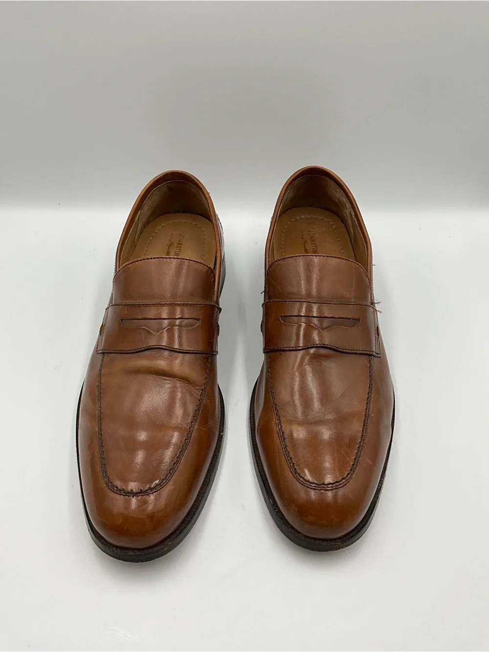 Johnston & Murphy Loafers Size 10.5 Brown Leather Penny Loafers Signature Series